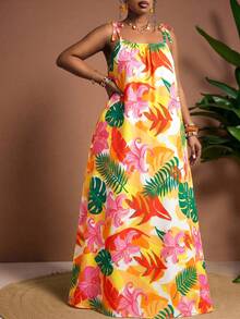 Truni 大码女士优雅花卉印花连衣裙，适合春夏度假和约会。夏季连衣裙，女士夏季服装，春季连衣裙，女士沙滩裙，女士沙滩裙，优雅女士连衣裙，优雅长裙，女士沙滩度假服装，女士花卉连衣裙，黄色连衣裙，女士黄色连衣裙，热带连衣裙，大码夏威夷连衣裙，大码热带度假服装，大码热带服装，夏威夷服装，大码女士沙滩裙，女士热带连衣裙，比基尼连衣裙，泳衣罩衫，女士热带服装，女士黄色连衣裙，女士沙滩连衣裙，女士连衣裙，花卉印花长裙，女士热带吊带裙，女士夏季度假连衣裙，夏威夷印花连衣裙，女士花卉沙滩派对连衣裙，女士吊带连衣裙 - 彩色 - 查看 5