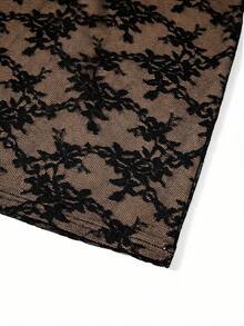 Ellevyn Falda ajustada romántica y elegante con encaje para uso diario - Negro - Ver 6