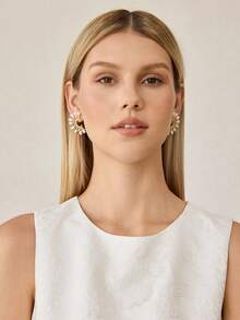 MOTF PREMIUM Pre-18k镀金C型宝石烟火珍珠气质耳环 - 金黃色 - 查看 9