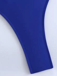 Swim Oasis بدلة سباحة بوركيني مجموعة بخصر مربوط وظهر مكشوف وياقة عميقة على الصدر بأسلوب أوروبي وأمريكي بلون أزرق داكن مناسبة للمقاسات الكبيرة - الأزرق - مشاهدة 8