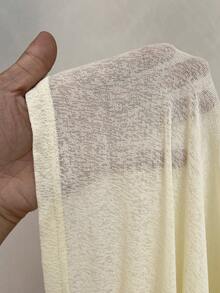 Rustia 大码不对称单肩宽松薄纱优雅上衣搭配不对称系带罩裙，优雅沙滩度假休闲女装两件套 - 黃色 - 查看 8