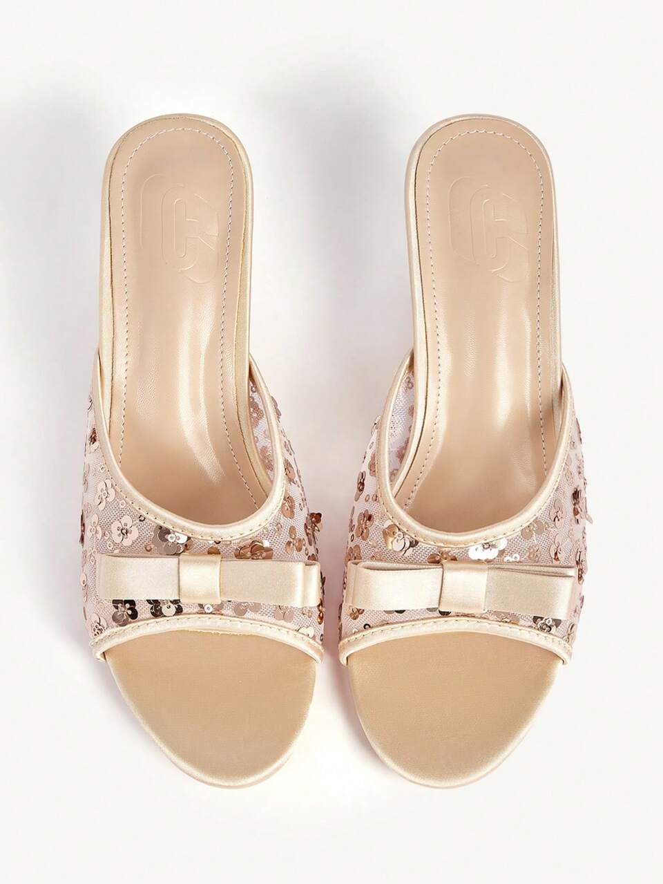 CUCCOO CHICEST Women's Shoes Fashion Mesh Sequins Round Toe Bow High Heel Sandals Women's Sexy Elegance Comfortable Versatile Thick Heel Slippers Summer Shoes Wedding Shoes Bride Shoes