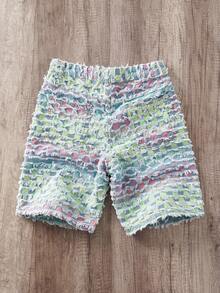 Manfinity Joysei Men's Summer Fashion Street Gradient Slant Pocket Frayed Hem Wide Leg Denim Shorts - Light Wash - View 2