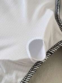 SHEIN 少女插肩袖热带植物印花上衣和短裤泳衣套装 - 黑色 - 查看 6