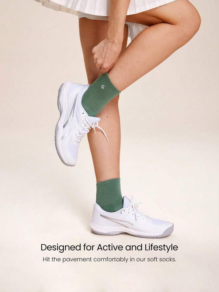 5 Pairs Socks Soft Ventilated Mesh With Embroidered Logo Workout Daily Casual