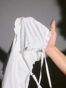 Lowkey Lull Babydoll Spaghetti Strap Jumpsuit With Frill Trim, Soft And Comfortable Milk Silk Stretch, INS Casual Y2K Women Loungewear Set - White - View 6