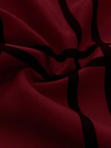 SHEIN 孕妇休闲格子翻领衬衫，夏季女式上衣，腰部松紧带设计，女式上衣和衬衫，女式衬衫和上衣，女式平价上衣 - 酒紅色 - 查看 6