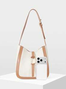MOTF PREMIUM BOLSO DE HOMBRO PARA MUJER, BOLSO DE CUBO SIMPLE PARA VIAJES - Beis - Ver 5