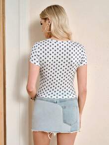 TOM & JERRY X SHEIN Women's Letter Print Round Neck Short Sleeve Cropped T-Shirt - White - View 2