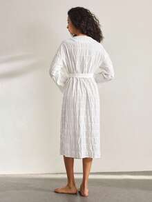 Ocili Women's Solid Color Minimalist Casual Robe - White - View 3