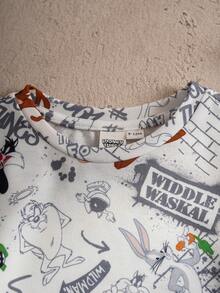 LOONEY TUNES X SHEIN Baby Boys Short Sleeve T-Shirt Set, - White - View 4