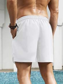 Manfinity KASUA Plus Size Men's Drawstring Pocket Casual Loose Beach Pants, Holiday - White - View 2