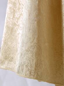 SHEIN Đầm không tay khóa kéo bằng vải jacquard thanh lịch dành cho thiếu nữ, thích hợp mặc hàng ngày và nhiều dịp khác nhau, mùa xuân/hè. - Màu Khaki - Xem 4