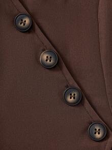 Elladie kids Bộ áo thun ngắn tay cổ chữ V màu trơn dành cho nữ tuổi teen và quần dài. - Cà phê nâu - Xem 8