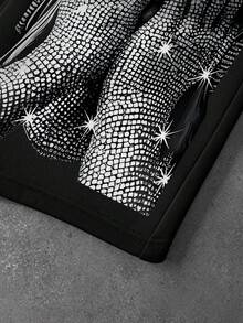 Manfinity EMRG Plus Size Men's Casual Printed Sweatpants - Black - View 4