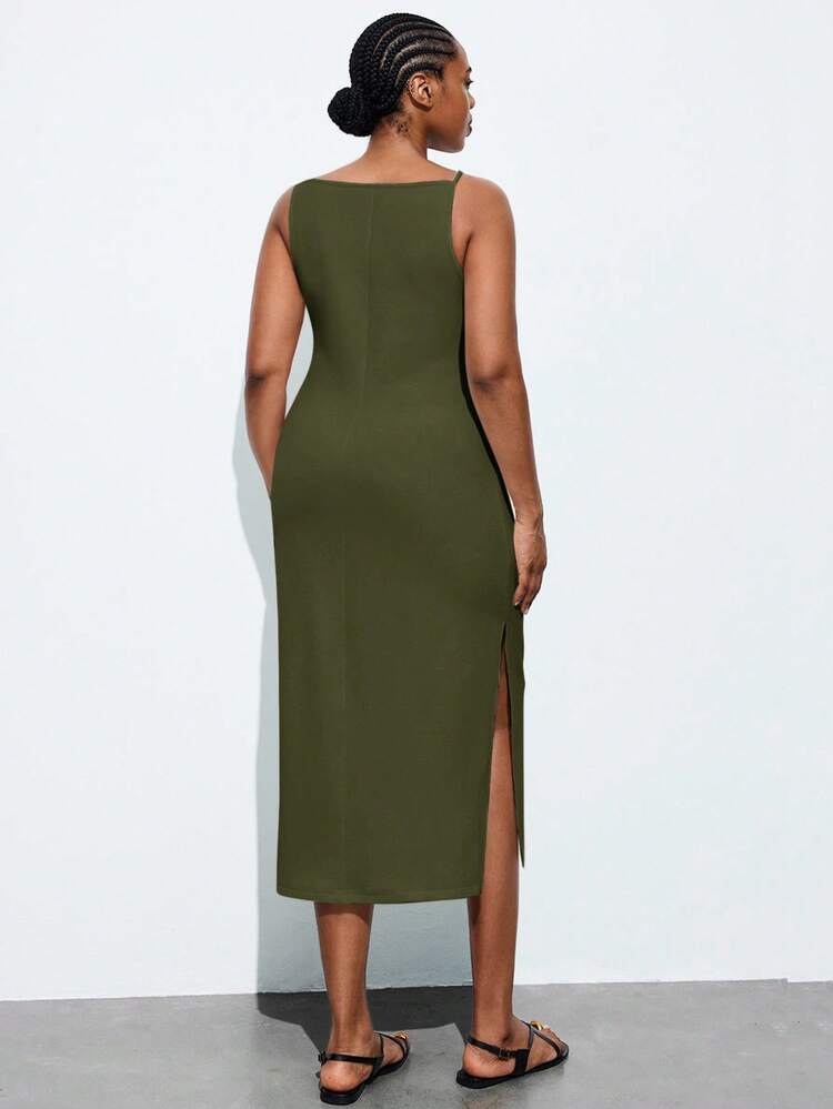 SHEIN Maija Plus Size Women's New Elegant Everyday Work Date Commute Vacation Graduation Season Music Festival Easter Cinched Waist Spaghetti Strap Elegant Formal High Quality Green Classy Dresses For Ladies  Long Dress Bodycon Pencil Cut Dress Elegant Chic Dresses Formal Wear