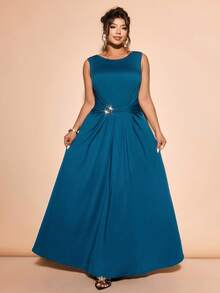 Cravure Plus Size Dresses - Teal Blue - View 6