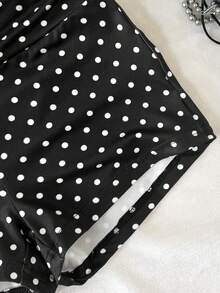 SHEIN Conjunto de top tubo con volantes y shorts con estampado de lunares para niña preadolescente - Negro - Ver 4