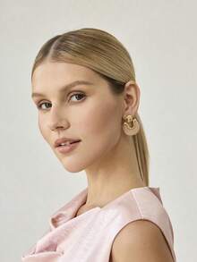 MOTF PREMIUM 18K GOLD-PLATED PINK RESIN NICHE PERSONALIZED RETRO EARRINGS, EARRINGS. - Pink - View 7