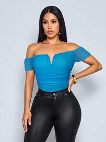 SOLERSUN Bộ đồ liền thân nữ mùa xuân/hè mới, thanh lịch và gợi cảm, cổ chữ V, chất liệu lưới xếp ly, màu đỏ tía. - Rửa nhẹ - Xem 6