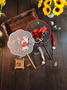 1把丝绸竹制双面苏州刺绣花卉圆扇古典舞蹈汉服婚礼家居装饰派对中国复古 - A - 查看 1