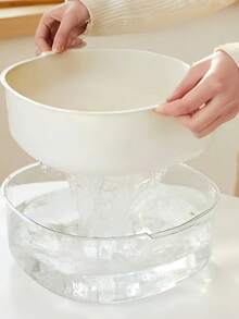 1PC Large Capacity Plastic Drain Basket Double Layer With Handle Durable Space Saving Storage Basket Easy To Drain Sturdy And Lightweight Multicolor Kitchen Strainer Fruit And Vegetable Strainer Basket - Multicolor - View 6