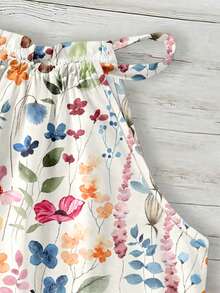 SHEIN LUNE 女士复古碎花吊带背心，适合春夏度假穿着，碎花图案，夏季女装，女士碎花上衣，夏季上衣 - 彩色 - 查看 3