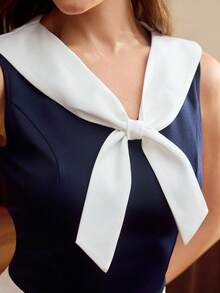 Vintamour Chemisier vintage élégant pour femme, col marin style marine, cravate col contrastée, gilet décontracté pour vacances, hauts d'été, tenues d'été pour femmes, vêtements de printemps, tenues de printemps pour femmes, vêtements de printemps, tenue de Pâques pour femmes, tenues de festival pour femmes, blouses décontractées pour femmes, tenues de vacances pour femmes, tenues d'été pour vacances pour femmes, tenues de plage pour vacances pour femmes, style campagne pour femmes, tenues de campagne pour femmes, tenue de concert country pour femmes - Bleu marine - Voir 5