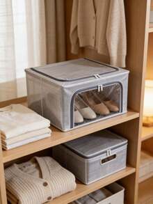 1pc Transparent Collapsible Shoe Storage Box, Space Saving Shoe Rack For Home, Dust-Proof Shoe Organizer Box - Transparent - View 2
