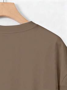 Men's Casual Short Sleeve Crew Neck T-Shirt With Racing Street Slogan Print - Brown - View 4