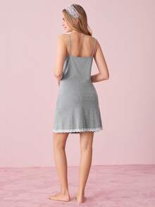 Bonmuse 蕾丝边吊带睡衣睡裙节日季 - 淺灰色 - 查看 2