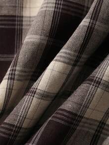 DAZY 男童时尚格子印花短袖衬衫，春夏款 - 棕色 - 查看 8