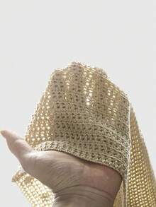 ROMWE Knitted Sexy Vacation Style Sequin Outfit For Party & Music Festival - Khaki - View 9