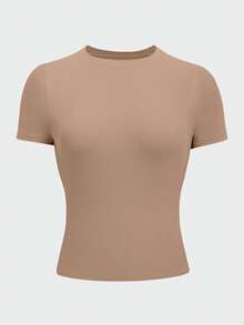 EMERY ROSE 大码女式纯色修身圆领T恤 - 彩色 - 查看 3