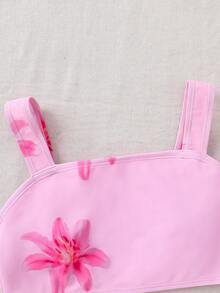 SHEIN Tween Girls' Floral Print Swimsuit Set - Multicolor - View 6