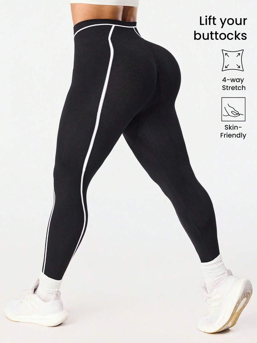 Rhythm Era Quần legging và quần dài thể thao không đường may dành cho nữ cỡ lớn, thích hợp cho các hoạt động ngoài trời, tập thể dục, chạy bộ, quần bó sát. - Đen và trắng - Xem 1