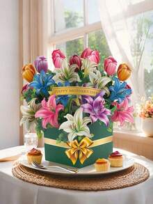 1 Thiệp chúc mừng Ngày của Mẹ 3D thủ công, thiết kế hoa ly, kèm phong bì và thiệp trắng, thích hợp làm quà tặng sinh nhật, kỷ niệm, chúc mừng và các dịp đặc biệt. - hoa huệ - Xem 4