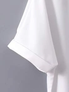 SHEIN Camisa de manga corta con cuello blanco para niñas, con bordado, estilo preppy versátil para la escuela y uso casual en primavera y verano - Blanco - Ver 6