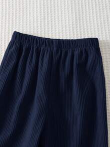 Cozy Pixies 2 Peças Conjunto de Moletom com Zíper Parcial de Manga Longa e Estampa de Urso Cartoon para Menino Bebê e Calça Elástica de Cor Sólida - Azul marinho - Visão 6