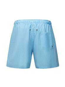 ZELFYO 男士休闲条纹沙滩短裤 - 藍色 - 查看 2
