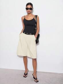 Maija 女士休闲宽松阔腿裤，纯色，适合夏秋季节、都市通勤、商务休闲、办公穿着、教师服装 - 杏色 - 查看 4