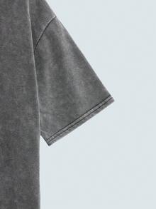 Modcrash Hemo，Hemo，男士休闲字母印花落肩T恤，夏季 - 灰色 - 查看 5