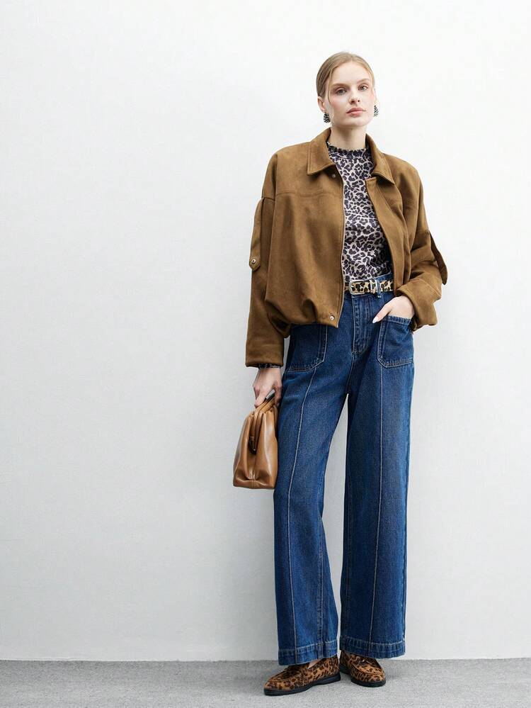 CUCCOO BIZCHIC Women Shoes Fashionable Brown Leopard Print Suede Comfortable Commuting Women's Flat Loafers Women's Flat Shoes Suitable For Outdoor Vacation Shopping To Work Daily Versatile Women's Shoes