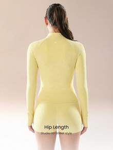 GLOWMODE Áo khoác dài tay FeatherFit™ dành cho DD+ với thiết kế mỏng nhẹ, túi an toàn, khóa kéo, thích hợp cho yoga và mặc hàng ngày vào mùa thu. - French Vanilla - Xem 3