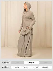 GLOWMODE Ultrafine Soft Seamless Run Your Way Mid-Length Thumbholes Side-Split Hem Seamless Hoodie Medium Impact Training Running Gym Workout Daily Active Wear - Khaki - View 7