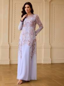 ZEYLAH 女士优雅印花长裙 - 彩色 - 查看 3