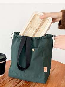 户外尼龙高档防水手提包便携式午餐包上班族保温午餐盒包学生便当包 - 彩色 - 查看 6