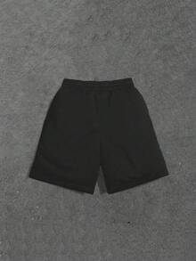 Manfinity Men's Letter & Shrimp Print Drawstring Waist Pocket Casual Shorts - Black - View 2