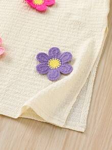 Emery Rose Kids Emery Rose Kids 女童纯色针织3D立体花卉休闲吊带裙 - 杏色 - 查看 8