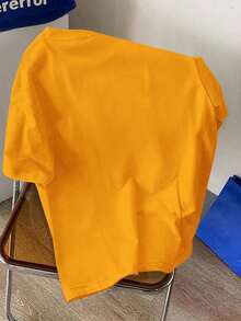 Manfinity Joysei Standard Size Yellow Men's White Crew Neck T-Shirt ( Fabric) - Yellow - View 4